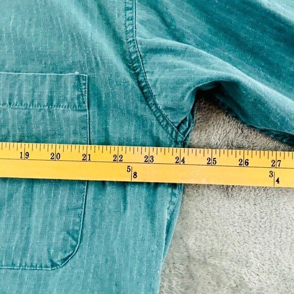 Natural Issue Rugged Wear Button Shirt Mens M Green Pinstripe Long Sleeve - Picture 4 of 5